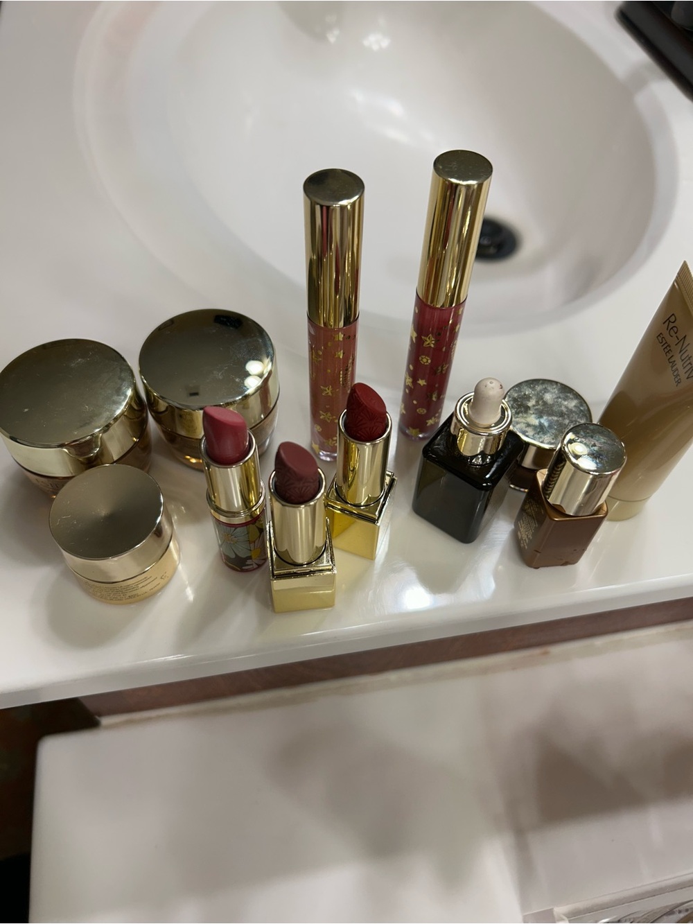 Estee Lauder Lipstick & Gloss Set in Red and Mauve Tones
